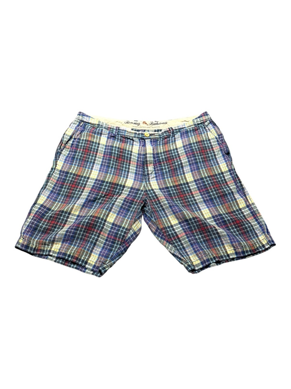 Tommy Bahama Men’s 38 Multicolor Plaid Shorts Linen Blend Soft